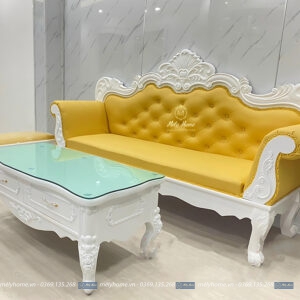 Ảnh chiếc văng tân cổ điển màu vàng rất đẹp dành cho spa, kích thước tuỳ chọn từ 1m6 - 2m2