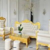 Bộ sofa tân cổ giá rẻ chuyên dụng cho tiệm nail, tiệm spa, hoàn thiện bởi Nội thất Mêly Home